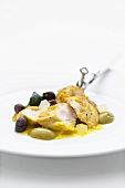 Spring chicken tajine with olives and salted lemons