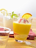 Flipper (Orangensaft mit Vanilleeis) und Sgroppino (Zitronensorbet mit Prosecco)