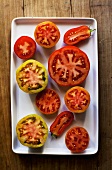 Halved tomatoes