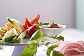 Pinzimonio (raw vegetable platter with an olive oil dip, Italy)
