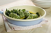 Strangolapreti (spinach gnocchi with parsley butter, Italy)