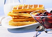 Soured milk waffles with berry jelly
