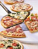 Various frozen pizzas