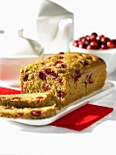 Apple and cranberry bread, sliced