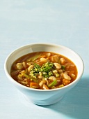 Bean soup with white and green beans