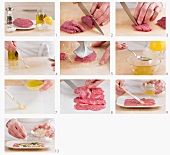 Steps for making beef carpaccio