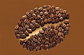 Kaffebohnen in Form einer Kaffeebohne