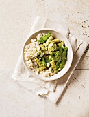 Green vegetable curry on rice