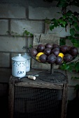 Maracujas and lemons in a wire basket
