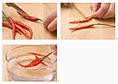 Preparing fresh chilis
