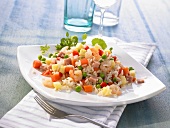 Rice with shrimp, ham and vegetables