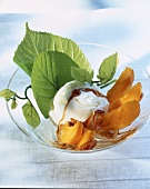 Ice cream with caramelized apricots