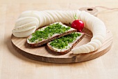 Bavarian snack: Garlic chive bread with radish