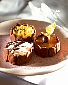 Chocolate tarts with groundcherry