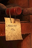 Bottle of Cabernet in a wine cellar museum (Kanonkop, Stellenbosch, Western Cape, SA)