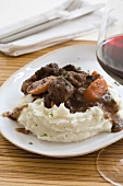 Ostrich and biltong stew with mashed potatoes