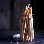 Grissini al papavero (bread sticks with poppy seeds and salt, Italy)