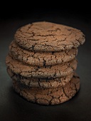 A stack of chocolate cookies