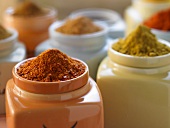 Various spices in storage jars