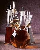 Various oils in decorative bottles