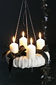 A black and white advent wreath