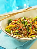 Stir fried pork and vegetables in a spicy orange sauce (Asia)