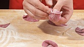Making beetroot tortellini