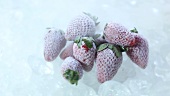 Frozen strawberries rotating