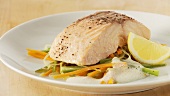 Salmon fillet on vegetables (English Voice Over)
