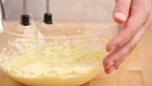 Butter being mixed until foamy