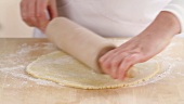 Shortcrust pastry being rolled out