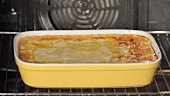 Lasagne in an oven