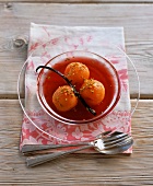 Vanilla apricots poached in rosé wine