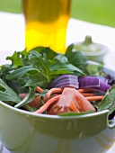 Rocket salad with tomatoes, onions and carrots