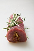 Marinated beef roulade with rosemary and pine nuts