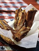 Barbecued Ribs in Napkin Lined Basket