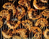 Steaming Skewered Shrimp on the Grill