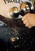 Coffee Beans Falling from a Roaster