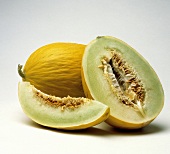 Canary Melon with Half and Wedge