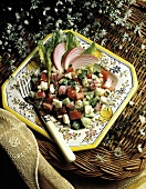 Salad with Red Onion; Tomato; Feta and Cucumber