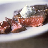 Sliced Rare Steak with Herb Butter