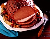 Whole Ham with Slices; Fruit and Cloves