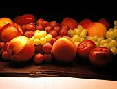 Mixed Fruit Still Life; Grapes Nectarines and Apples