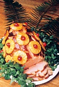 Ham with Pineapple and Cherries; Platter