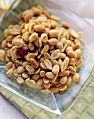Salted Peanuts in a Glass Dish