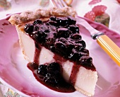 A Slice of Cheesecake with Blueberries