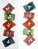 Assorted Rice on Pieces of Tissue Paper