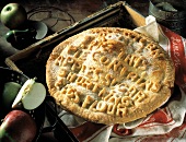 Apple Pie Decorated with Pastry Words