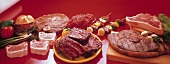 Assorted Meat Dishes; Cooked and Uncooked