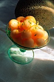 Cantaloupe Balls in a Stem Glass
